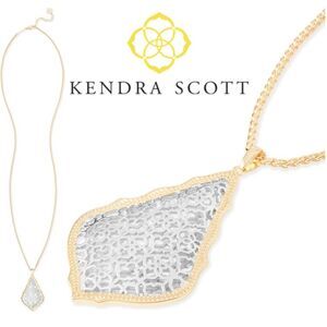 NWOT Kendra Scott Aiden Gold & Silver Filigree Pendant Long Necklace